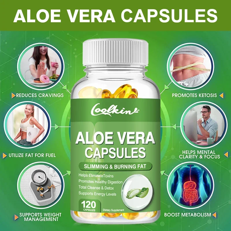 Aloe Vera Pot - アロエベラエキスカプセル - 腸の便秘を和らげ、消化を促進し、解毒し、食欲をコントロールし、脂肪を燃焼し、非遺伝子組み換え