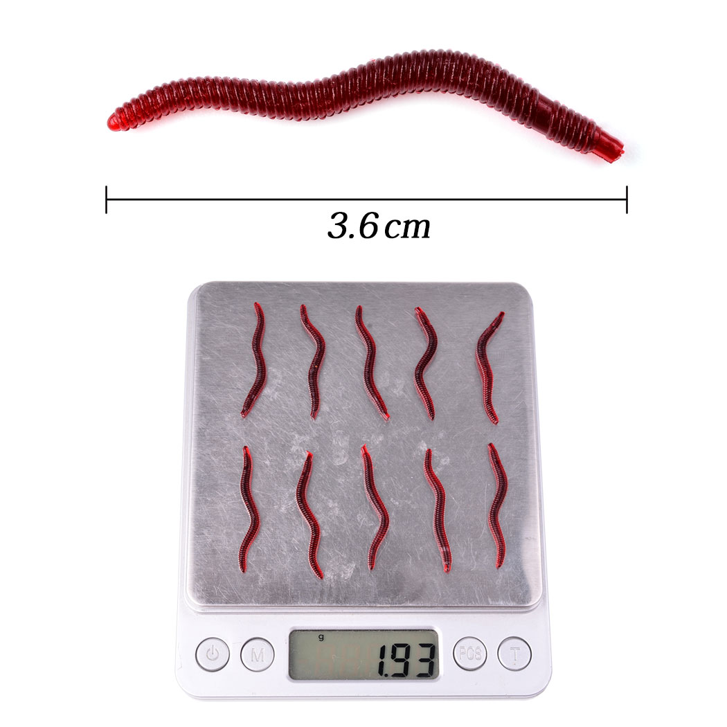 リアルな赤いワームフィッシングルアー,50個,35mm,ミミ - Aglaonema Red のレビューと価格