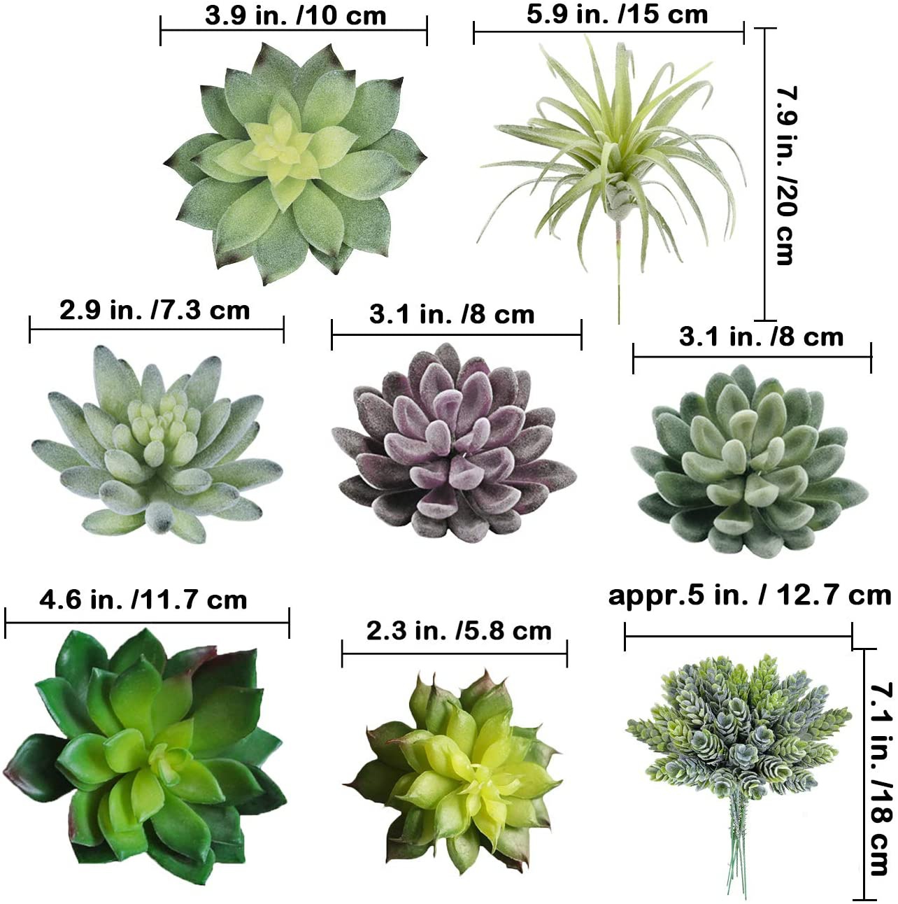 15個入りアソート人工多肉植物、鉢なしフェイクサボテン、テク - Echeveria Succulent のレビューと価格