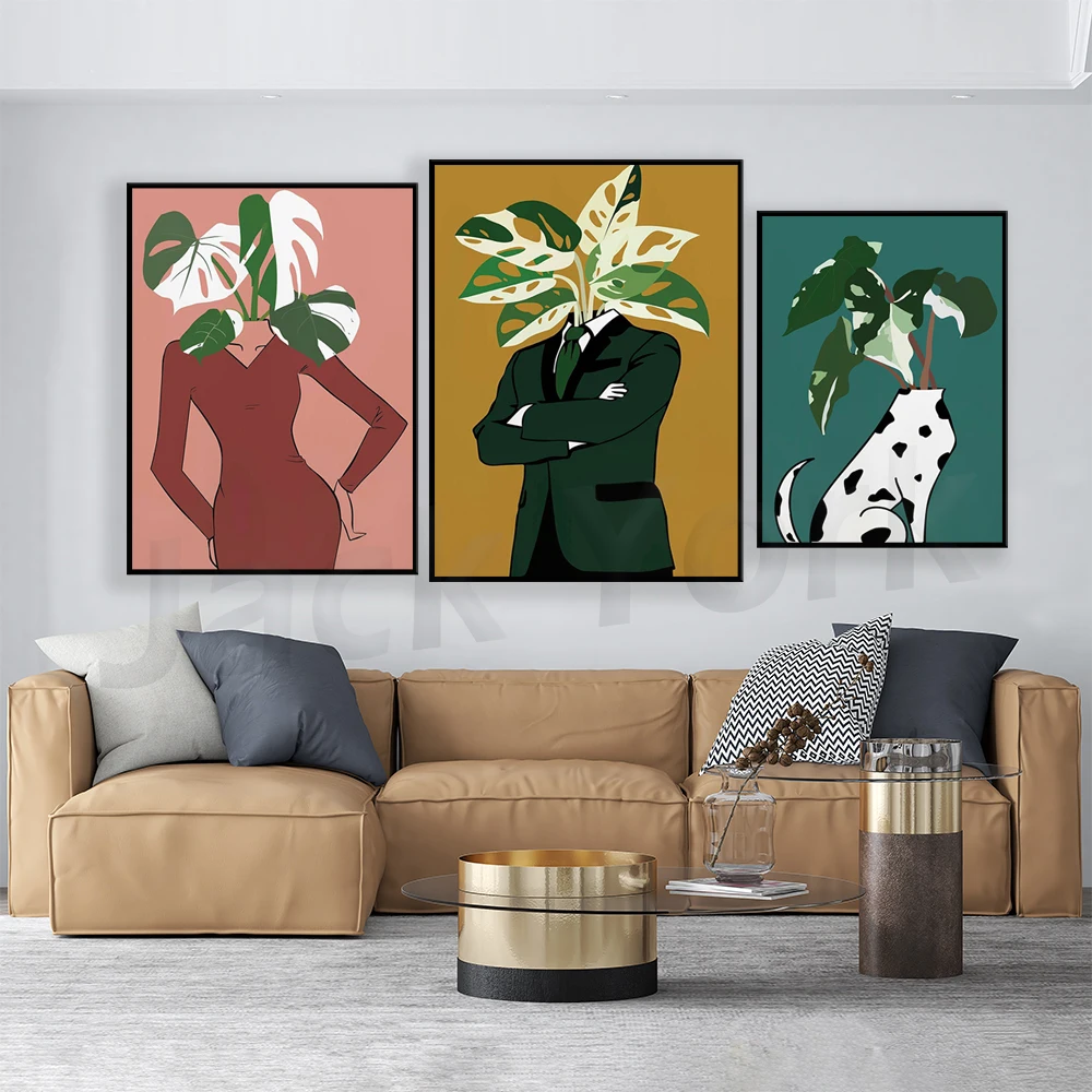 バーガンディのドレスを着たモンステラ・アルボのポスター！ 緑 - Monstera Adansonii のレビューと価格