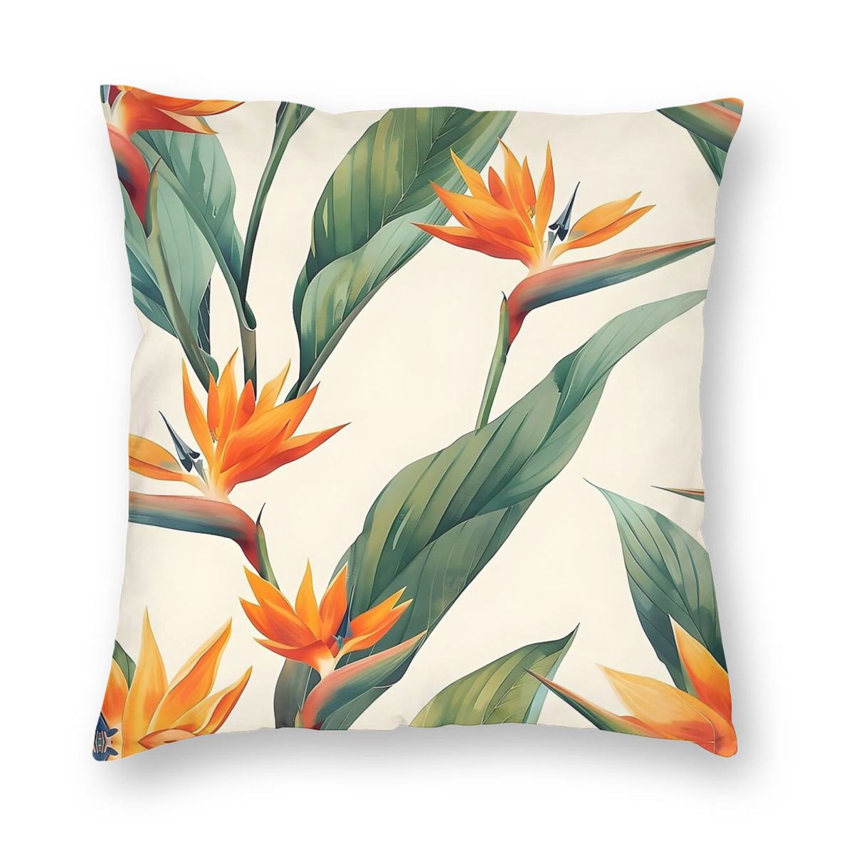 極楽鳥ストレリチア正方形枕カバーポリエステルリネンベルベット - Bird Paradise Strelitzia のレビューと価格